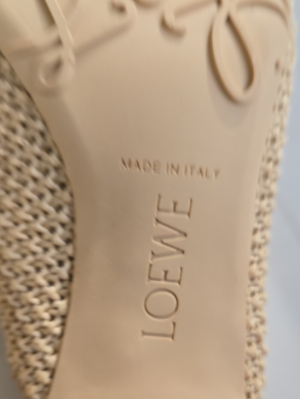Loewe Beige Woven Knot Mules with Gold Medallion - Picture 5 of 7